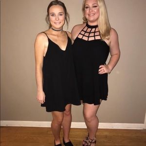 Black cage neckline dress in Large